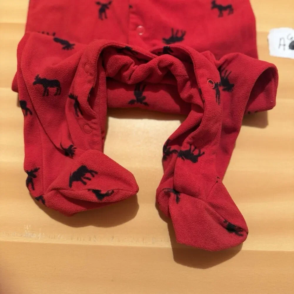 Carters Reindeer Pajama Baby 9 Months Red Footie PJ One Piece Warm Sleepwear
